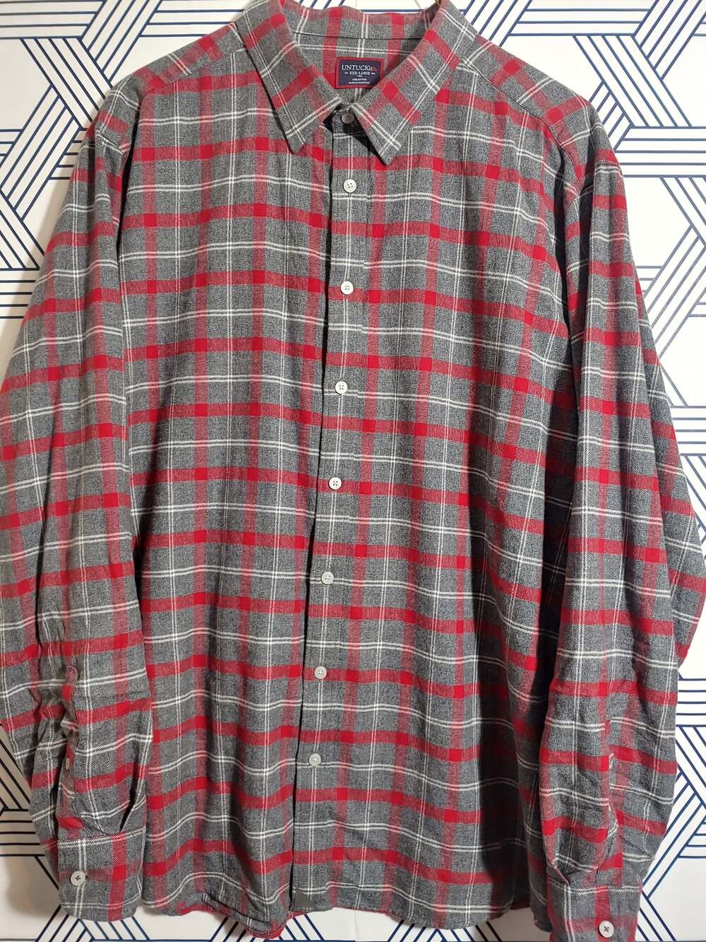 Mens Untuckit Plaid Flannel Button Front Size XXXL